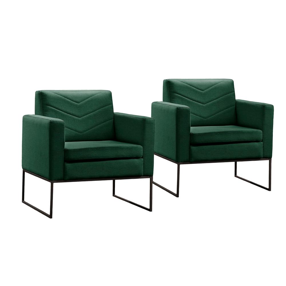 Conjunto - 2 Poltronas Apolo Preta Veludo Verde