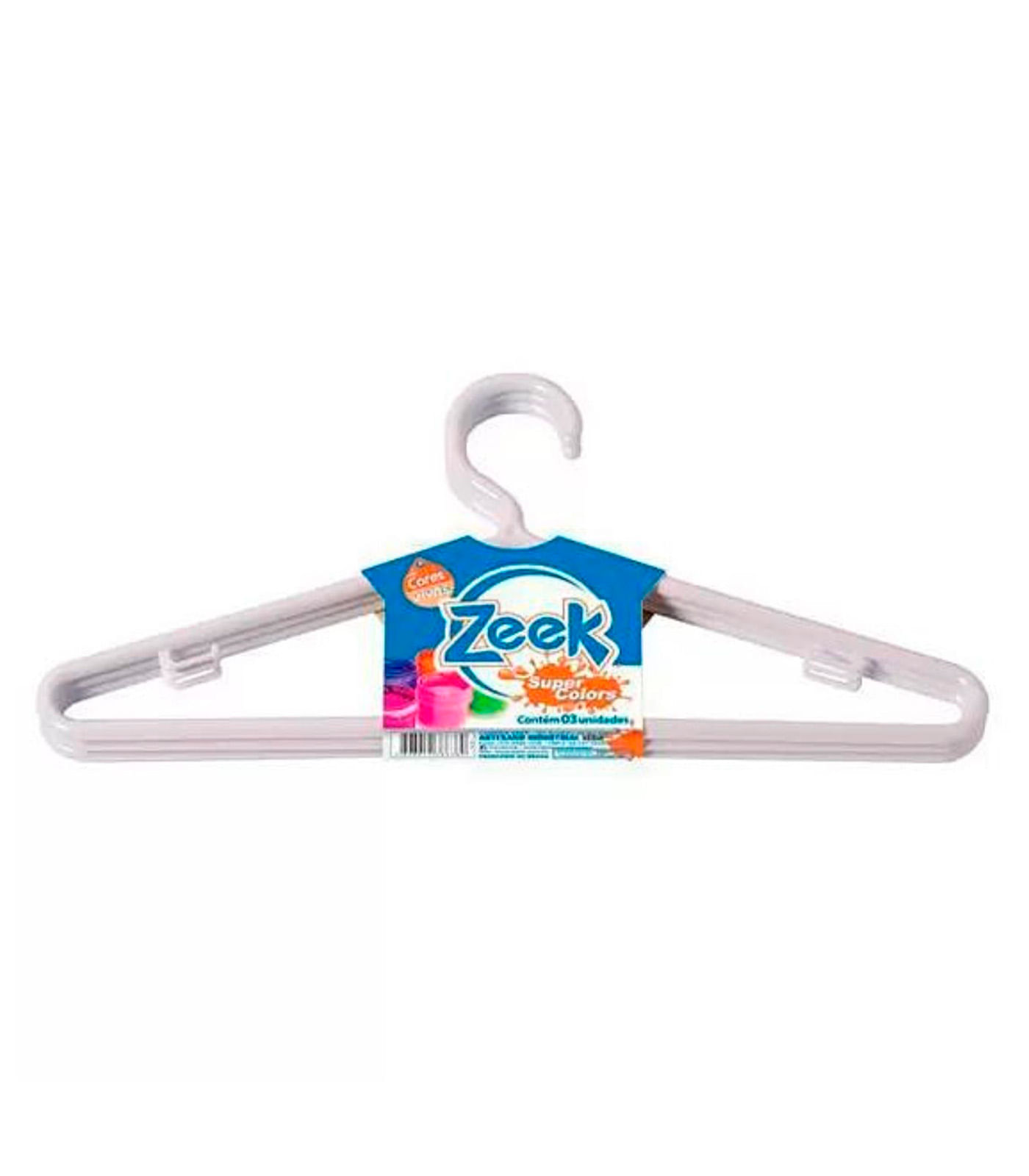 Kit 3 Cabides Adulto Super Colors Zeek Branco Un