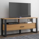 Rack Industrial 140cm Com 1 Gaveta  Freijo Preto Fosco Pradel