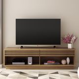 Rack Bancada Home Para Tv Até 65 Polegadas Com 2 Gavetas 2 Nichos Sala De Estar Marrom Claro