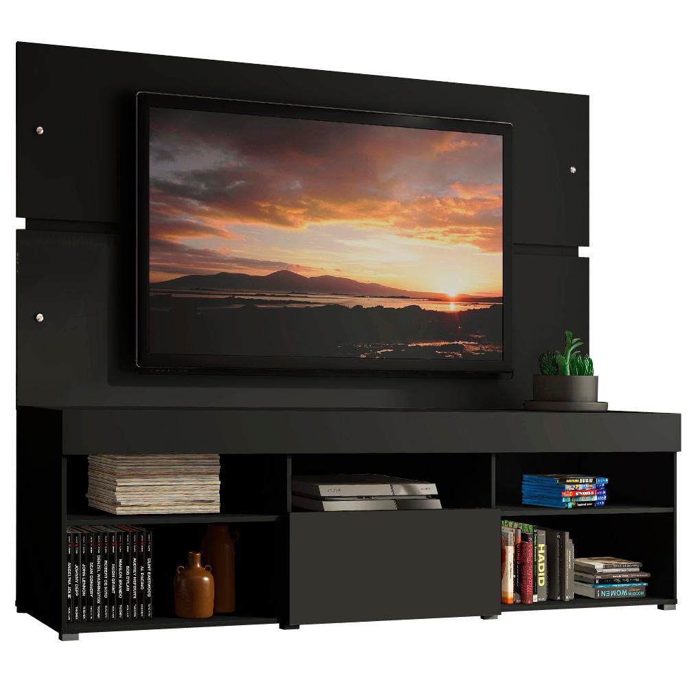 Rack com Painel Sobreposto para TV até 65 Polegadas Madesa Everest - Preto