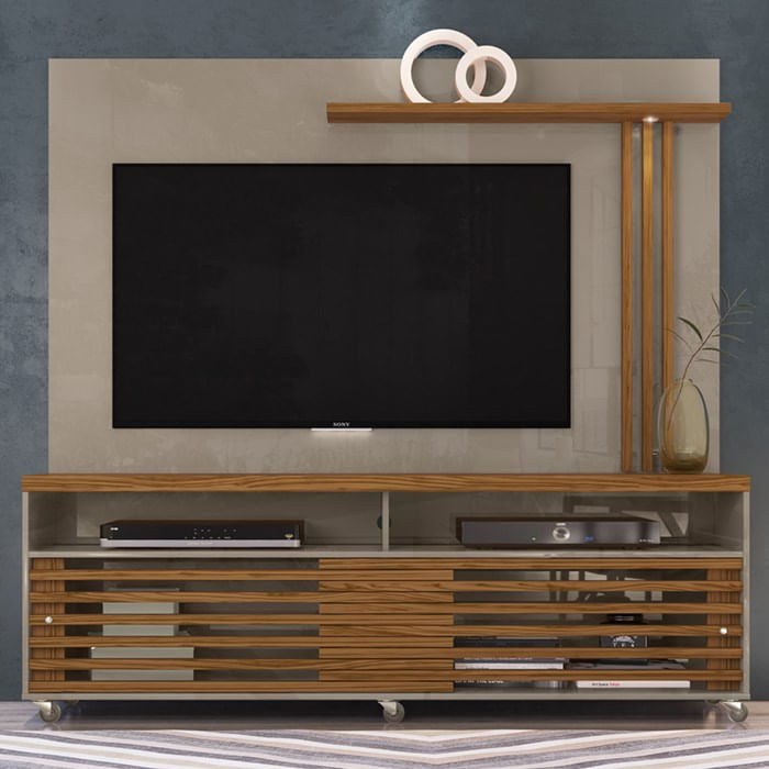 Rack Com Painel Para Tv 65 Polegadas 7091 Fendi Naturale Madetec