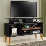 Rack Para Tv Leo Preto E Canela