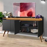 Rack Para Tv Retrô 60 Polegadas 4 Portas Preto Mel Gold Primus