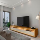 Rack Para Tv Requinte 212 Com Led Rodízios Naturale Off White - Gelius