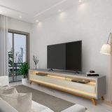 Rack Para Tv Com Led Requinte 212 Cinza Off White - Gelius