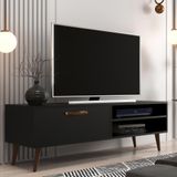 Rack Miami Home Theater Tv Até 55 Polegadas 125 Cm 1 Porta 1 Prateleira Sala De Estar Preto