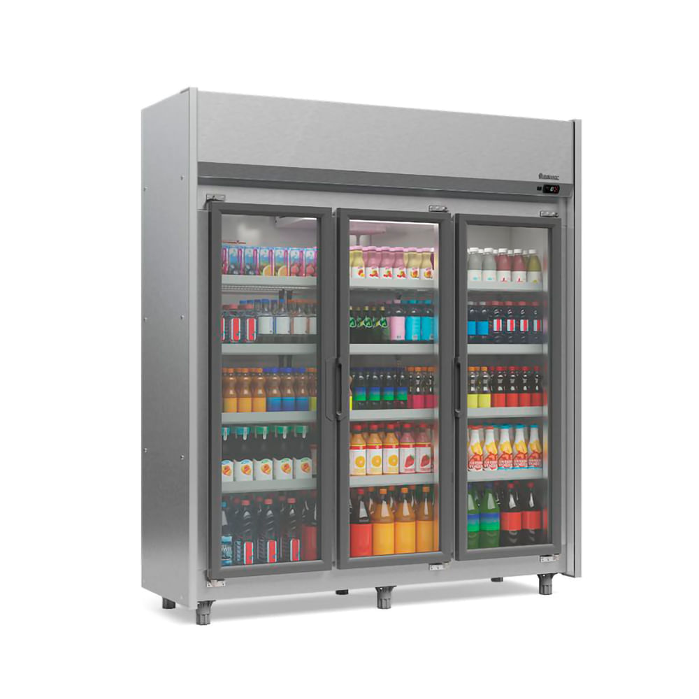 Refrigerador Vertical Auto Serviço 1200 Litros Aço Tipo Inox Com Led  Fros Free  Geas- 3 Portas  Ti Gelopar 220v Gelopar