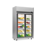 Refrigerador Vertical Auto Serviço Hortifruti 820 Litros Tipo Inox Com Led Frost Free Geas- 2 Portas Ti Gelopar 220v Gelopar