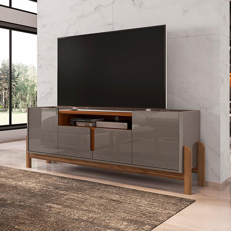 Rack Sala Lizz Para Tv Até 60 Polegadas Com 4 Portas Cinza Perola/cedro