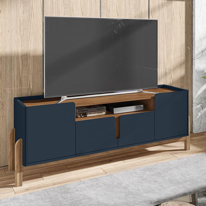 Rack Sala Lizz Para Tv Até 60 Polegadas Com 4 Portas Azul Cobalto/cedro