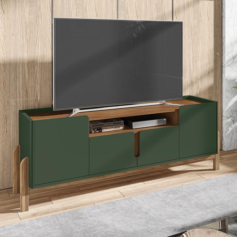 Rack Sala Lizz Para Tv Até 60 Polegadas Com 4 Portas Verde Oliva/cedro