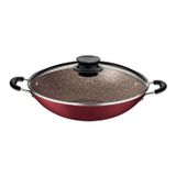 Wok Tramontina Paris Com Revestimento Em Antiaderente Starflon Max Vermelho Tampa Vidro 32 Cm 4,4l Tramontina