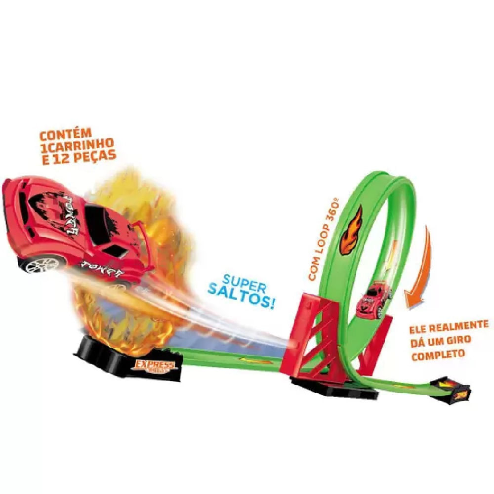 Pista De Corrida Express Wheels C/12 Pçs Multikids Br1017