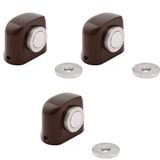 Kit Com 3 Fixadores Trava Porta Magnético Fp 600 Marrom Vonder