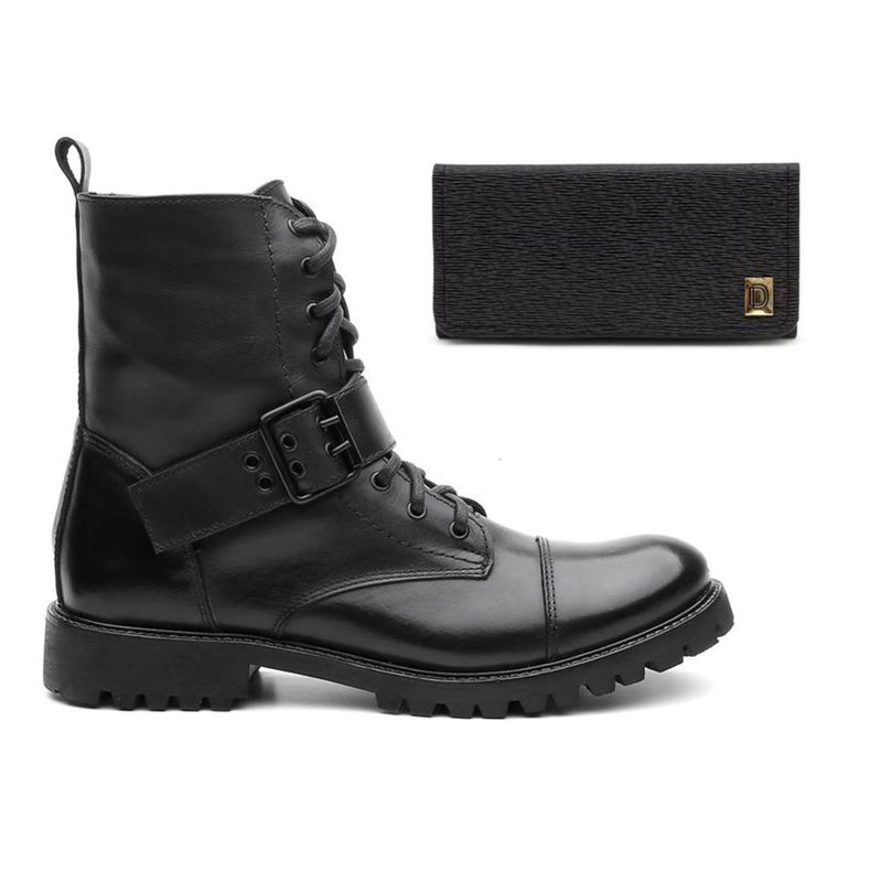 coturno feminino preto couro