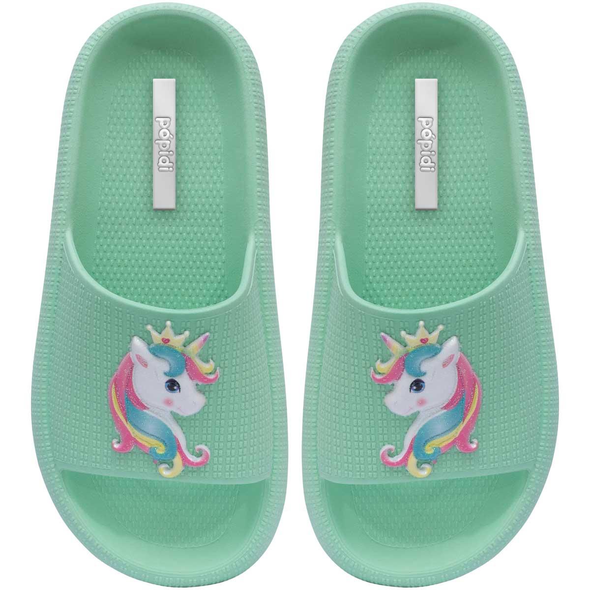 Chinelo Unicórnio Infantil Menina Sandália Moda Nuvem 12.53 Cor:verde,tamanho:35/36