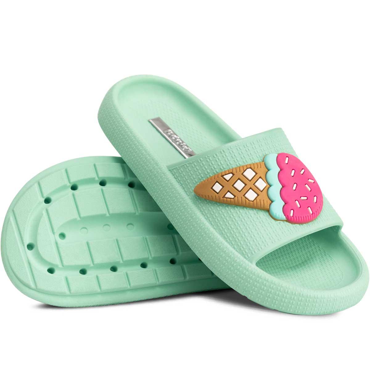 Chinelo Slide Nuvem Feminino Moda Infantil Sandalia 12.54 Cor:verde,tamanho:25/26