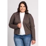 Blazer Feminino Plus Size Moleton Canelado Aberto - Cereja Rosa