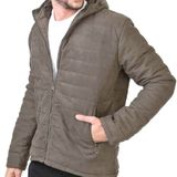 Jaqueta Masculina Puffer Suede Com Capuz Verde Zune