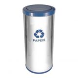 Lixeira Em Aço Inox Com Tampa Plástica 50l Azul