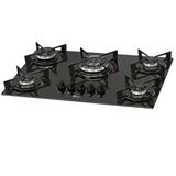 Cooktop Fischer 5 Bocas Tc Fit Line Gás Mesa Vidro