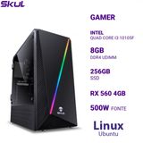 Computador Gamer 3000 Quad Core I3 10105f Mem 8gb Ddr4 Ssd 256gb Rx 560 4gb Fonte 500w Linux