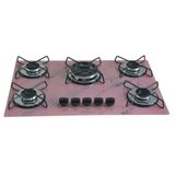 Fogão Cooktop Gás 5 Bocas Tripla Chama Marmorizado Rosa