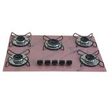 Fogão Cooktop Gás 5 Bocas Ultra Chama Marmorizado Rosa