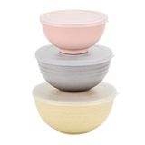 Conjunto De Potes Bowls Fibra Bambu E Pp Com Tampa 3 Peças