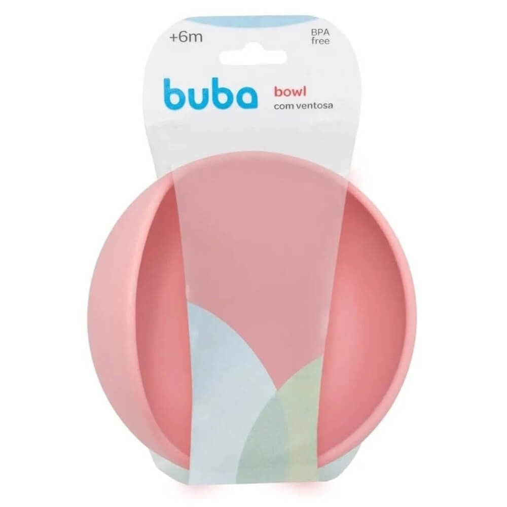 Bowl Em Silicone Com Ventosa Rosa Buba
