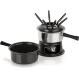 Conjunto Fondue Preto 2 Panelas Uma Esmaltada Para Doce