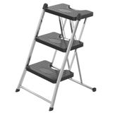 Escada Dobrável Cromada 3 Degraus Compacta 120kg  - Anodilar