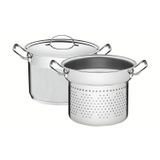 Jogo Cozi-pasta Tramontina Professional Inox Fundo Triplo Tampa Plana Detalhe Satinado 2 Peças 24cm Tramontina