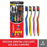 Escova Dental Média Infusão De Carvão Colgate Zig Zag 4 Unidades