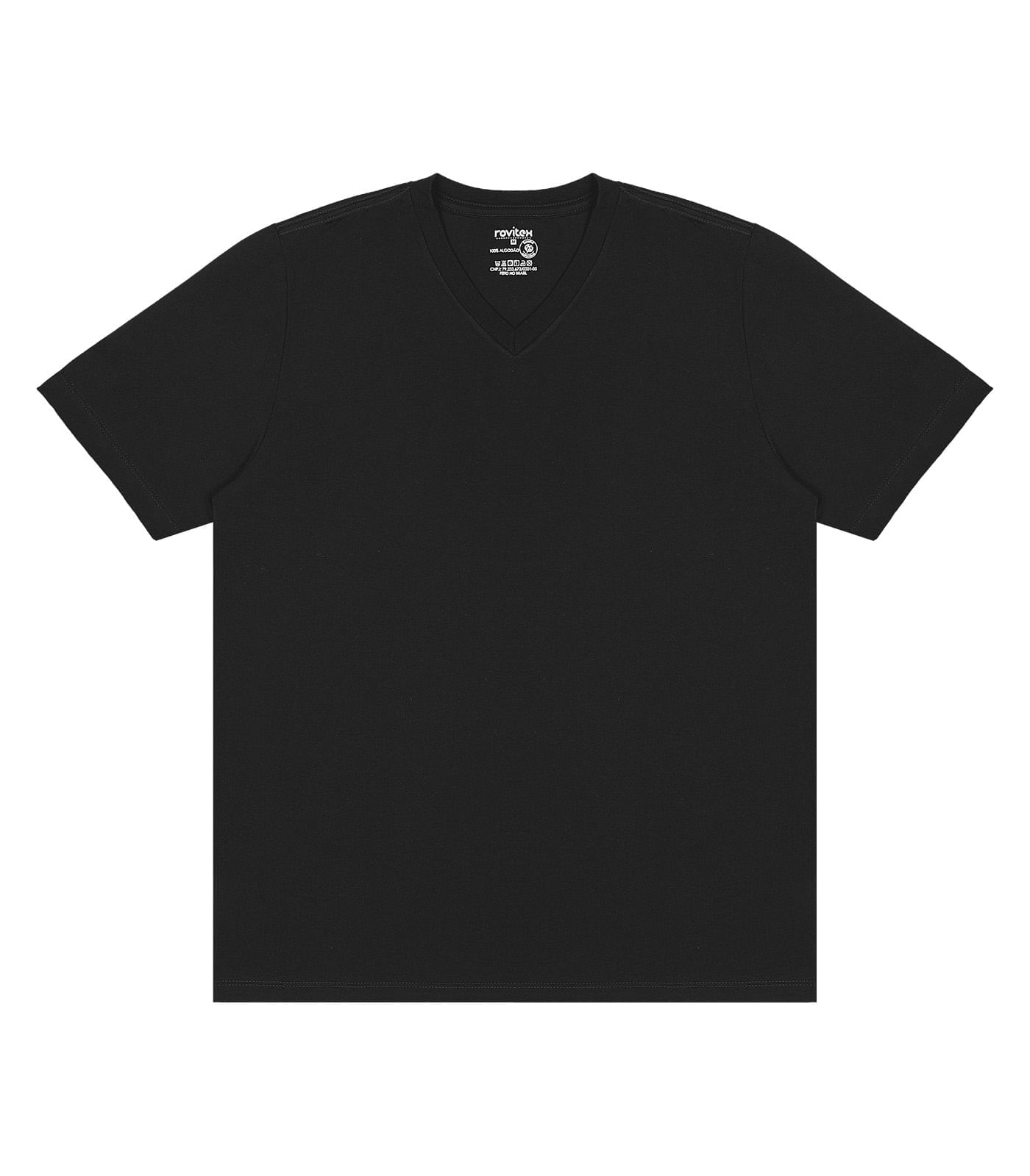 Camiseta Masculina Básica Gola V Rovitex Preto P