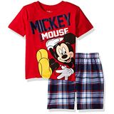 Mickey Mouse Plaid Da Disney Toddler Com Camiseta, Vermelho, 3t