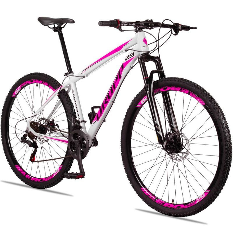 Bicicleta Dropp Aluminum T19 Aro 29 Susp. Dianteira 21 Marchas - Branco/rosa