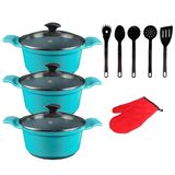 Jogo Panelas Azul Cer�mica Talher Preto Javali Aal 26 A 30