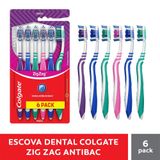 Pack Escova Dental Colgate Zig Zag Antibacteriana Com 6 Unidades