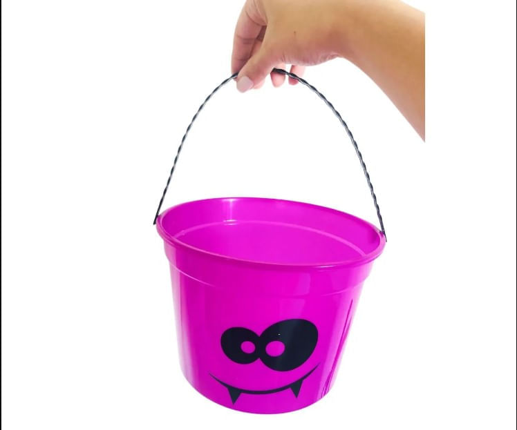 Balde Happy Halloween Roxo - Olhos E Boca - Cromus