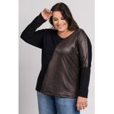 Blusa Feminina Manga Longa Morcego Plus Size Visco Detalhe Animal Print - Serena