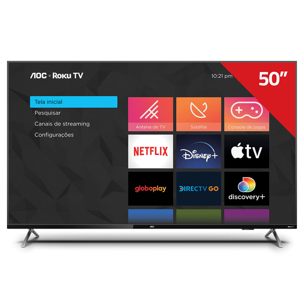 Smart Tv 50 Polegadas Aoc Roku Tv 4k Wifi Hdr10+ Dolby Vision - 50u6125/78g