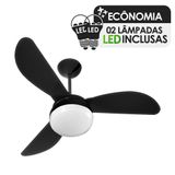 Ventilador De Teto Ventisol Fênix Black 3 Pás, Cv3, 02 Lâmpadas Led Inclusas 220v