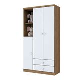 Guarda-roupa Infantil Pique-esconde 3 Pt 2 Gv Rústico E Branco