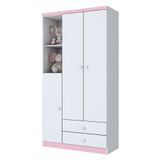 Guarda-roupa Infantil Pique-esconde Flex 3 Pt 2 Gv Branco E Rosa Chá