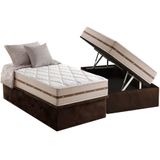 Cama Box Bau Solteiro Colchao Molas Anjos Masterpocket Ensacadas Classic Base Crc Suede Brown 88x188