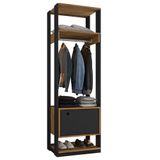 Módulo Guarda Roupa Closet 58cm Com 1 Porta Titan Preto Velluto/freijó - Móveis Leão