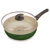 Frigideira Wok 28cm Com Tampa De Vidro Verde - Fortaleza