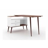 Mesa De Escritorio Rt3077 C 2 Gavetas Branco Rustico Movelbento